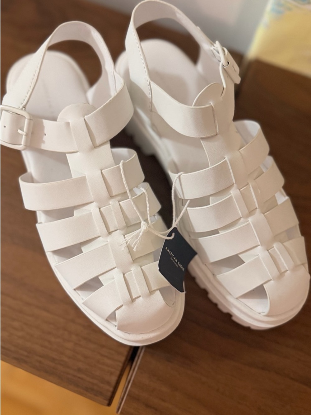 American Eagle Outfitters White Strappy Platform Sandals